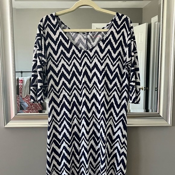 Lilly Pulitzer Eliza Chevron Dress small navy - Picture 6 of 6